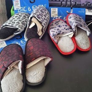 Boys sz 11/12 slippers Zac & Evan bundle lot set of 3 pairs